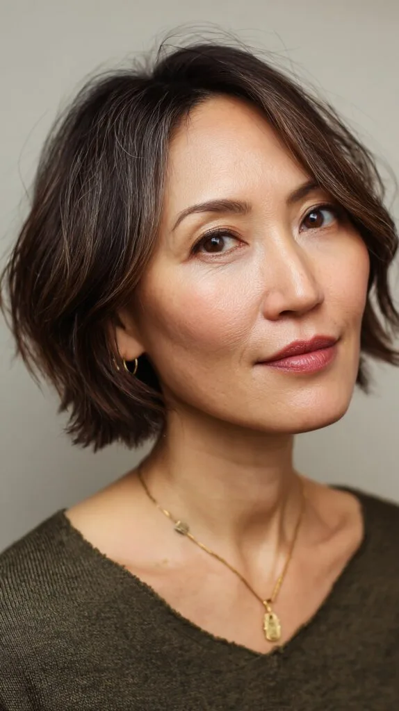 Textured Wavy Bob with Subtle Highlights