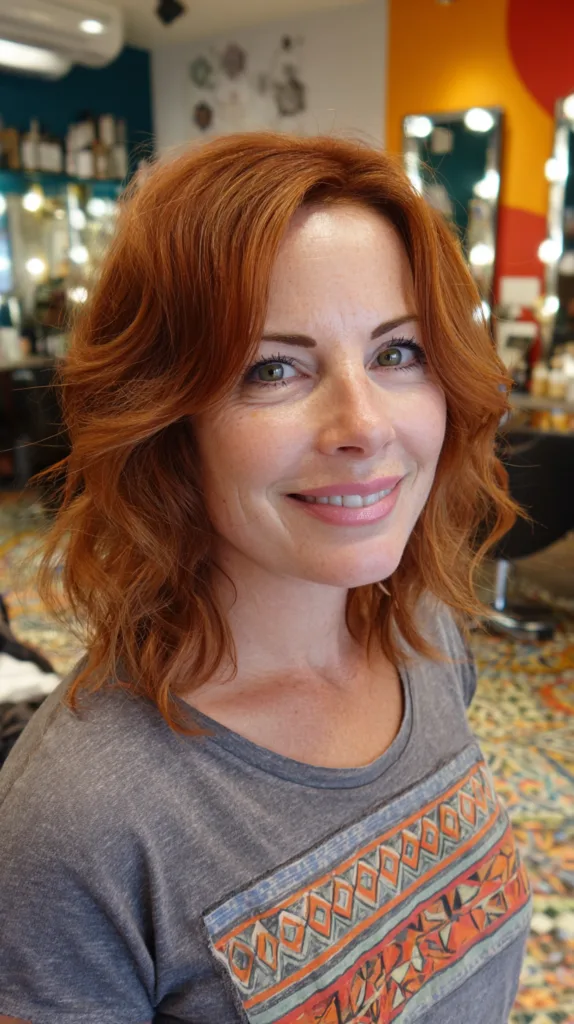 Textured Wavy Cut with Subtle Copper Highlights