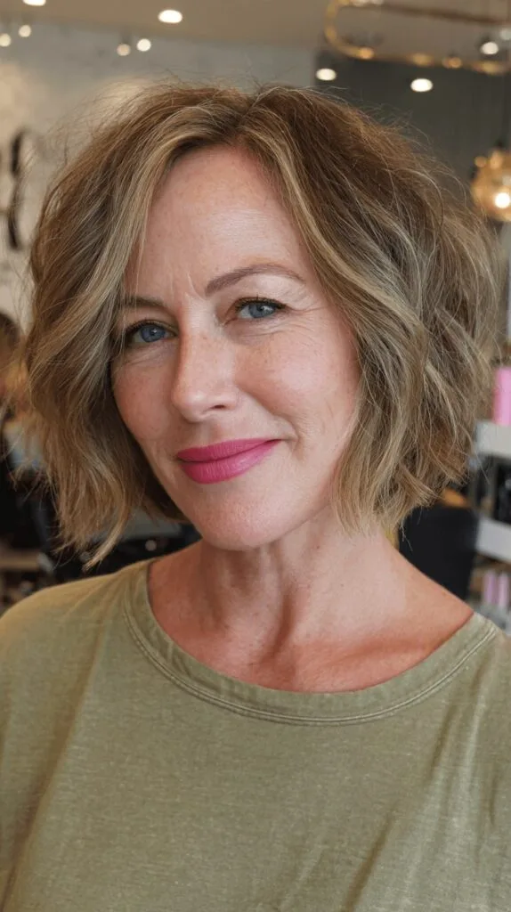Textured Wavy Lob with Subtle Highlights