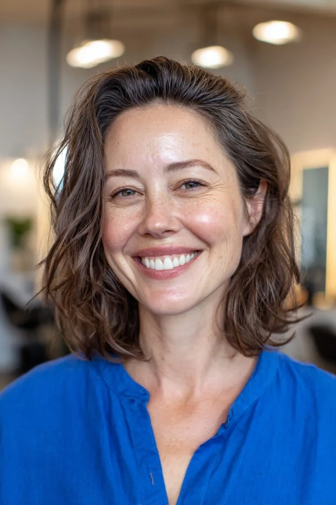 Textured Wavy Lob with Subtle Layers