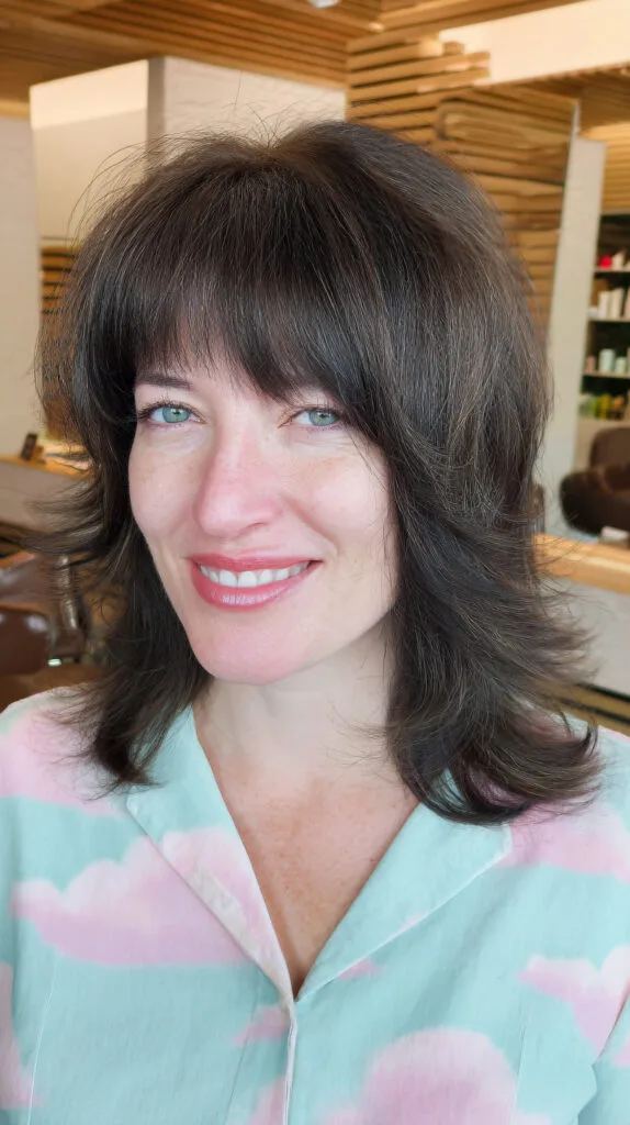 Textured Wispy Bangs with Soft Layered Tresses