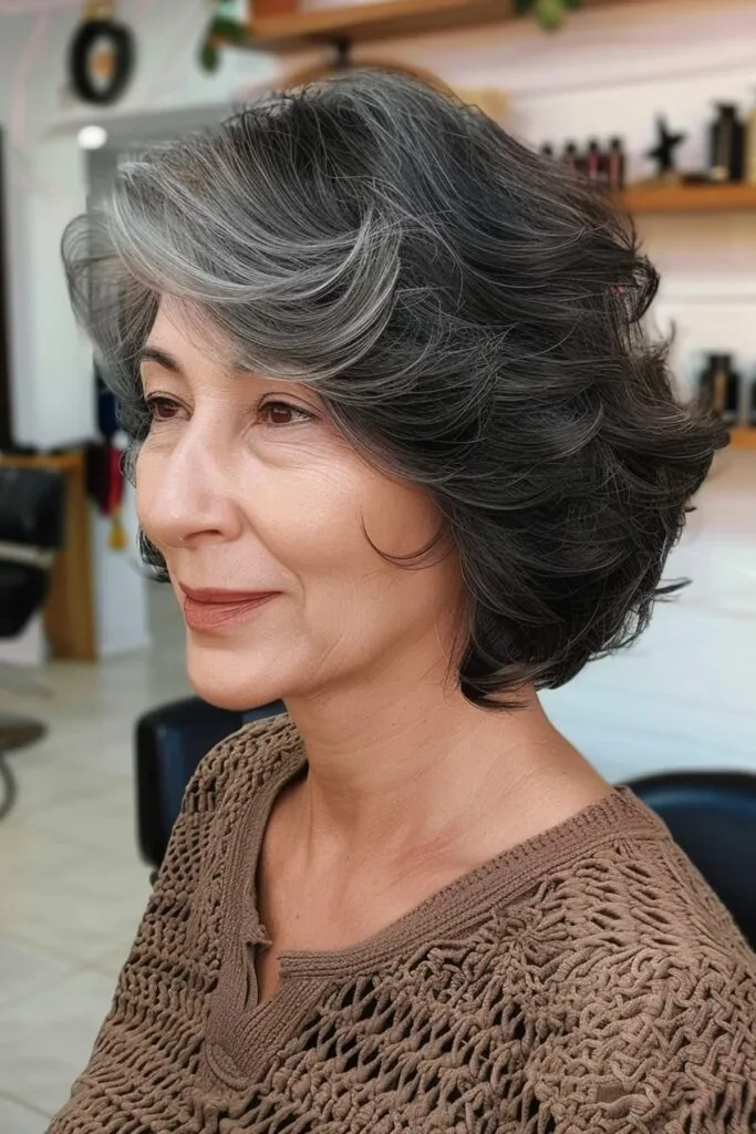 The Feathered Bob haircut for older women