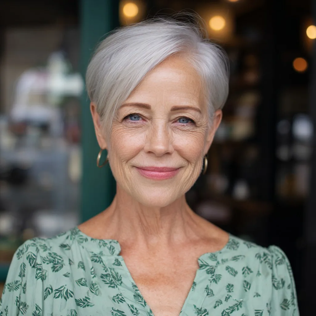 Trendy Soft Silver Textured Crop with Face-Framing Layers