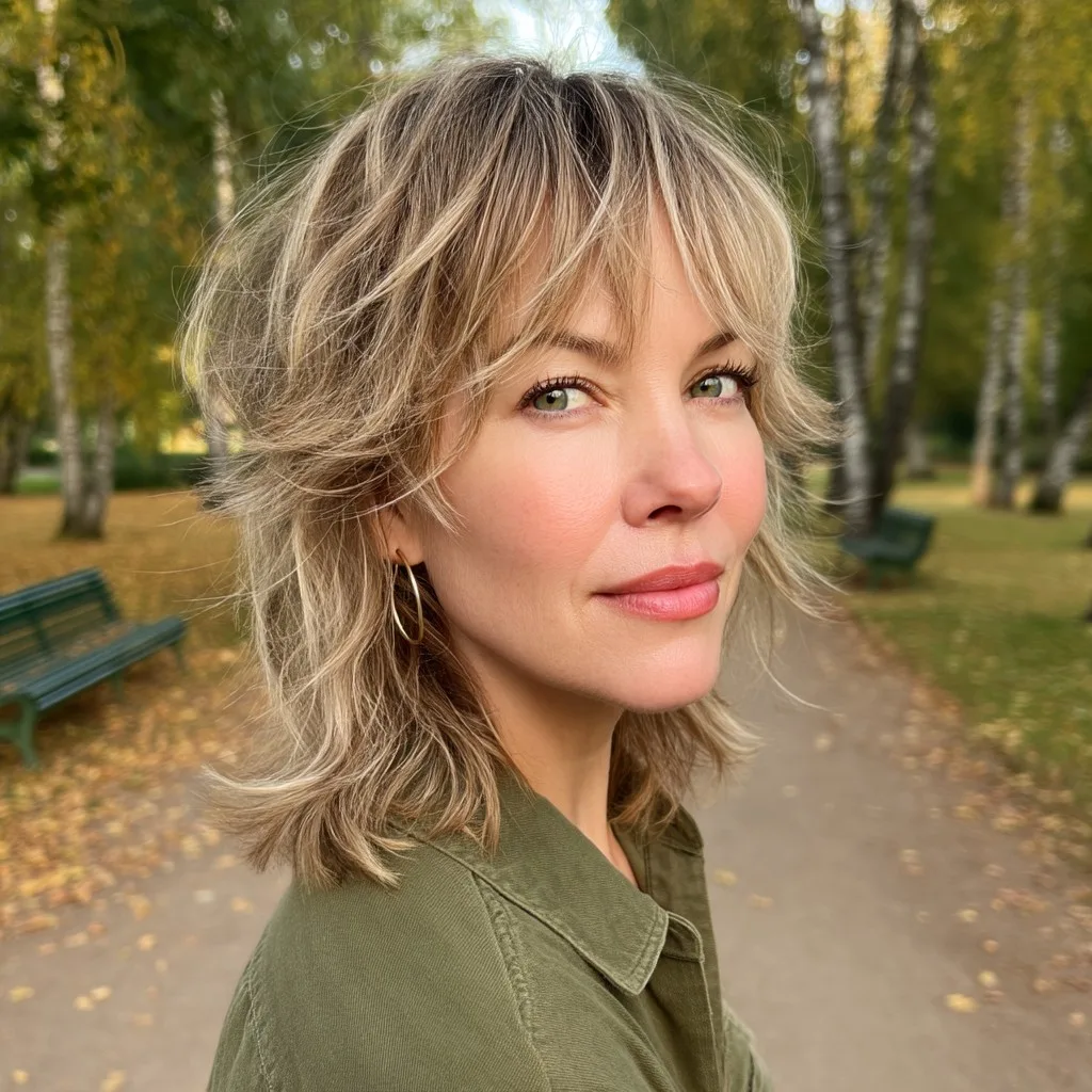 Trendy Textured Shag with Soft Bangs