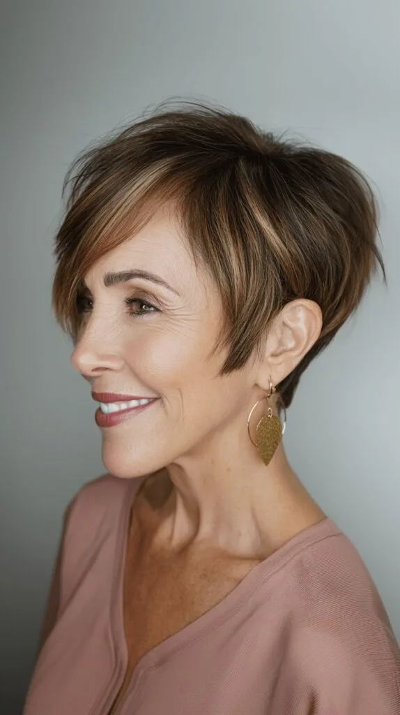 Trendy Textured Stacked Pixie Cut with Soft Highlights