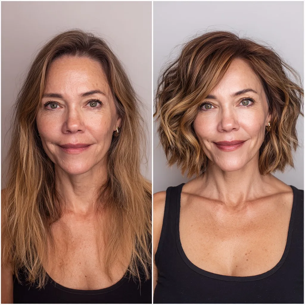 Vibrant Chestnut Wavy Bob Transformation