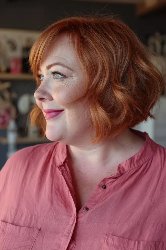Vibrant Copper Wedge Bob with Soft Waves
