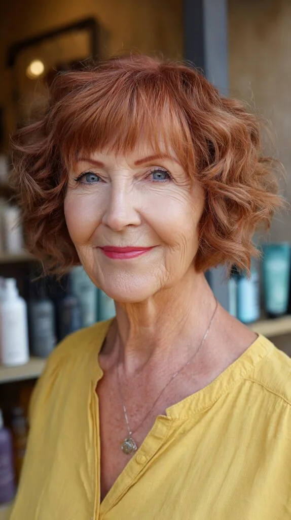 Vibrant Curly Cut with Flattering Bangs