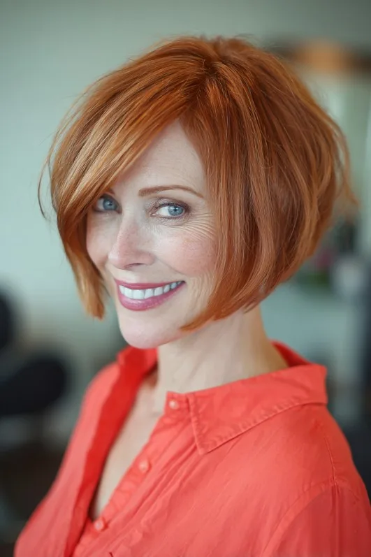 Vibrant Layered Wedge Bob with Textured Ends