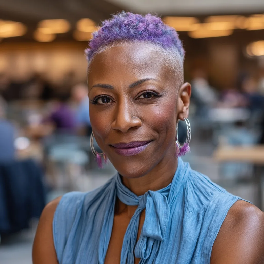 Vibrant Short Cut with Subtle Lavender Highlights