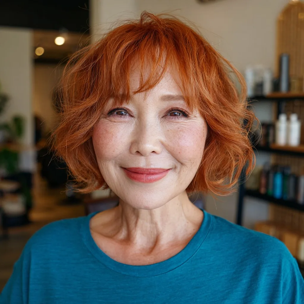 Vibrant Textured Bob with Playful Curls