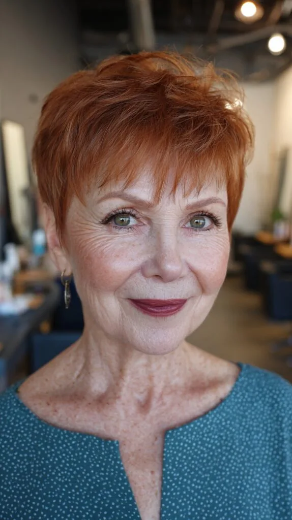 Vibrant Textured Copper Pixie with Defined Layers