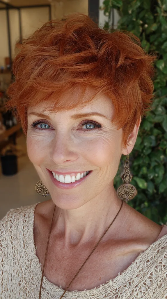 Vibrant Textured Pixie Cut with Soft Waves