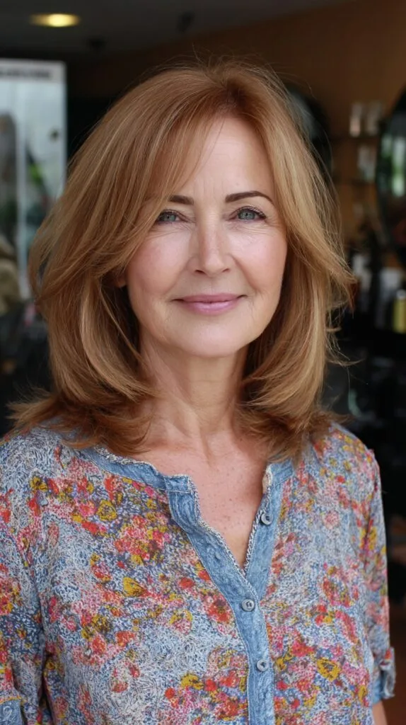 Warm Caramel Midi Bob with Rounded Interior Layers