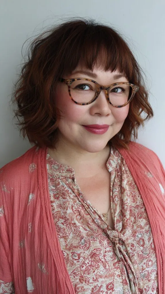 Warm Copper Layered Bob with Soft Bangs