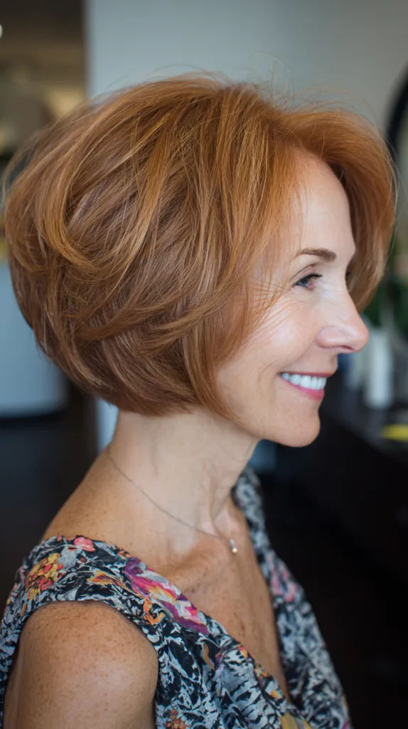 Warm copper rounded full stacked bob with body