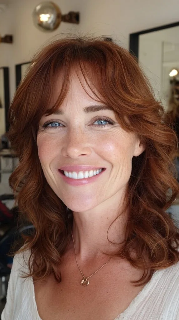 Warm Copper Shag with Soft Face-Framing Layers