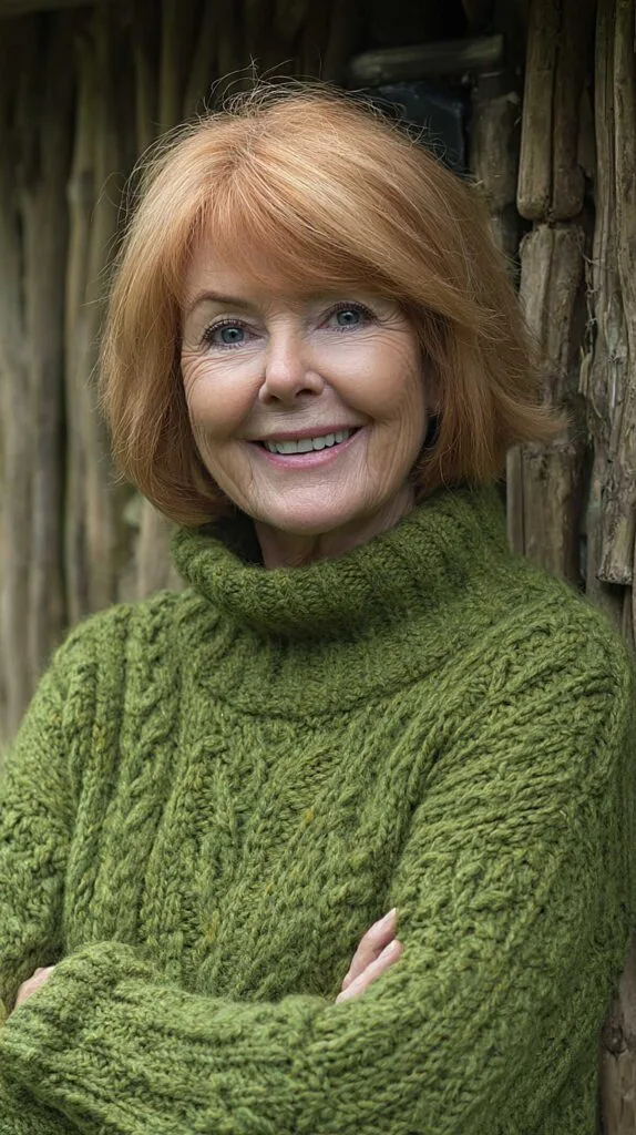 Warm Ginger Chin-Length Bob with Full Fringe