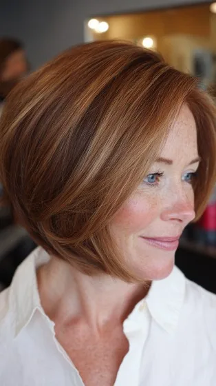Warm Toned Layered Bob with Subtle Movement