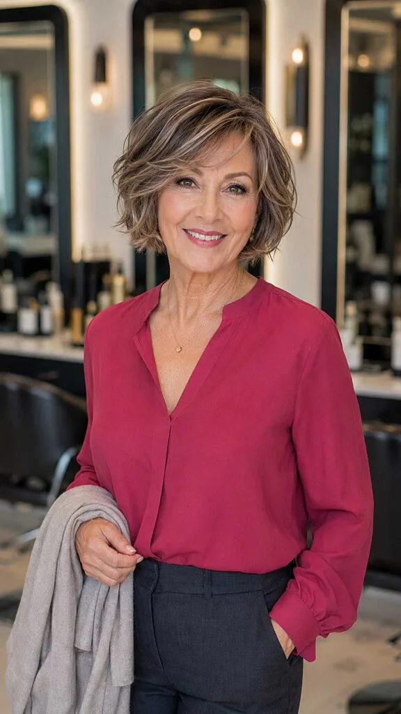 Wavy bob with dimensional highlights and face-framing layers