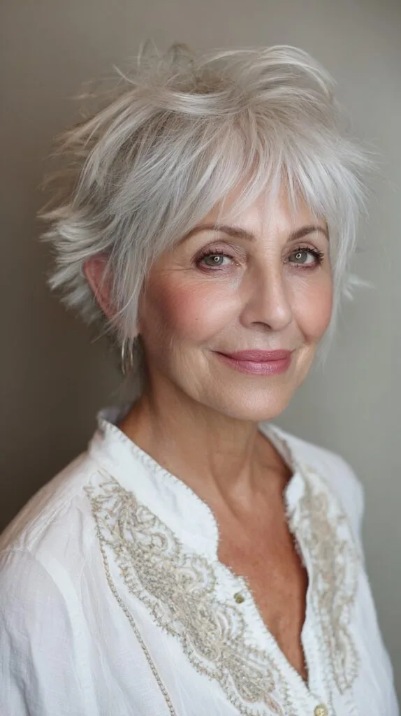 Whimsical Silver Layered Shag for Timeless Elegance
